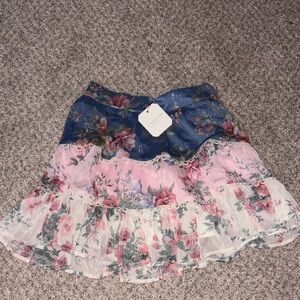 Altar'd State Floral Mini Skirt - Blue, Pink, White